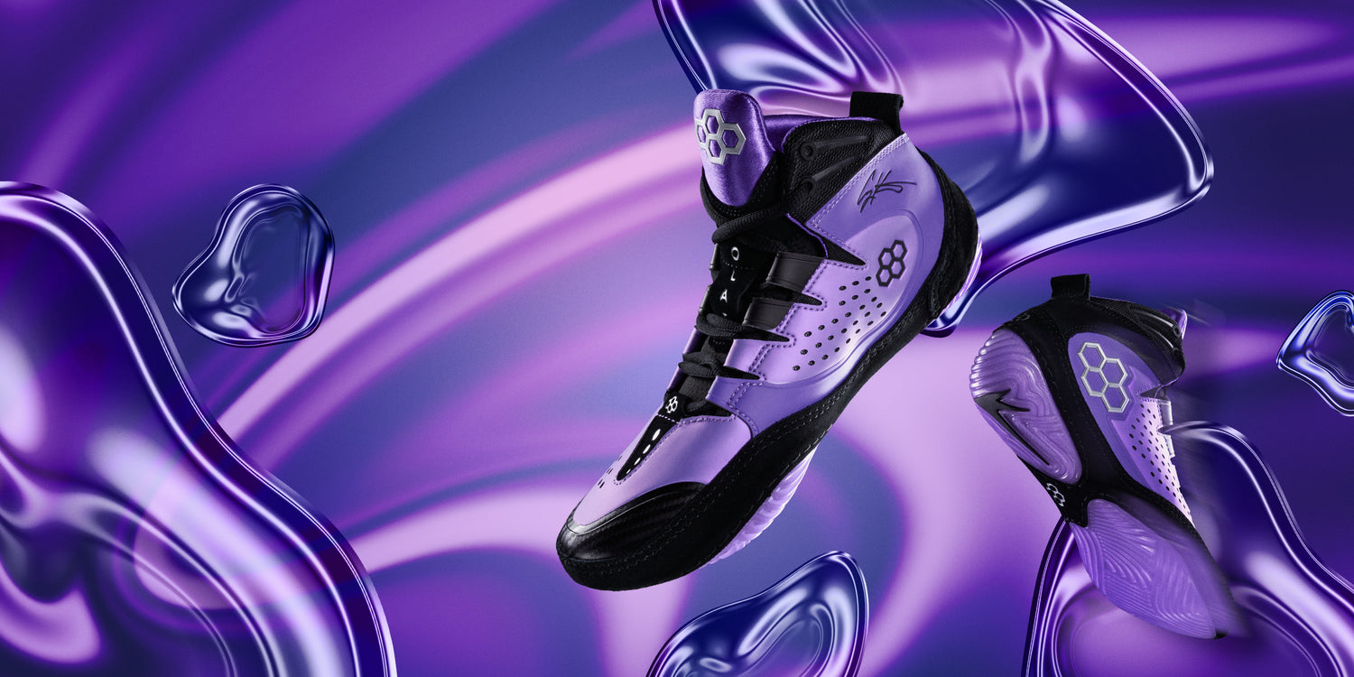 RUDIS Kolat wrestling shoes Potion limited edition colorway in purple with fluid design, built for speed, grip, and elite mat performance