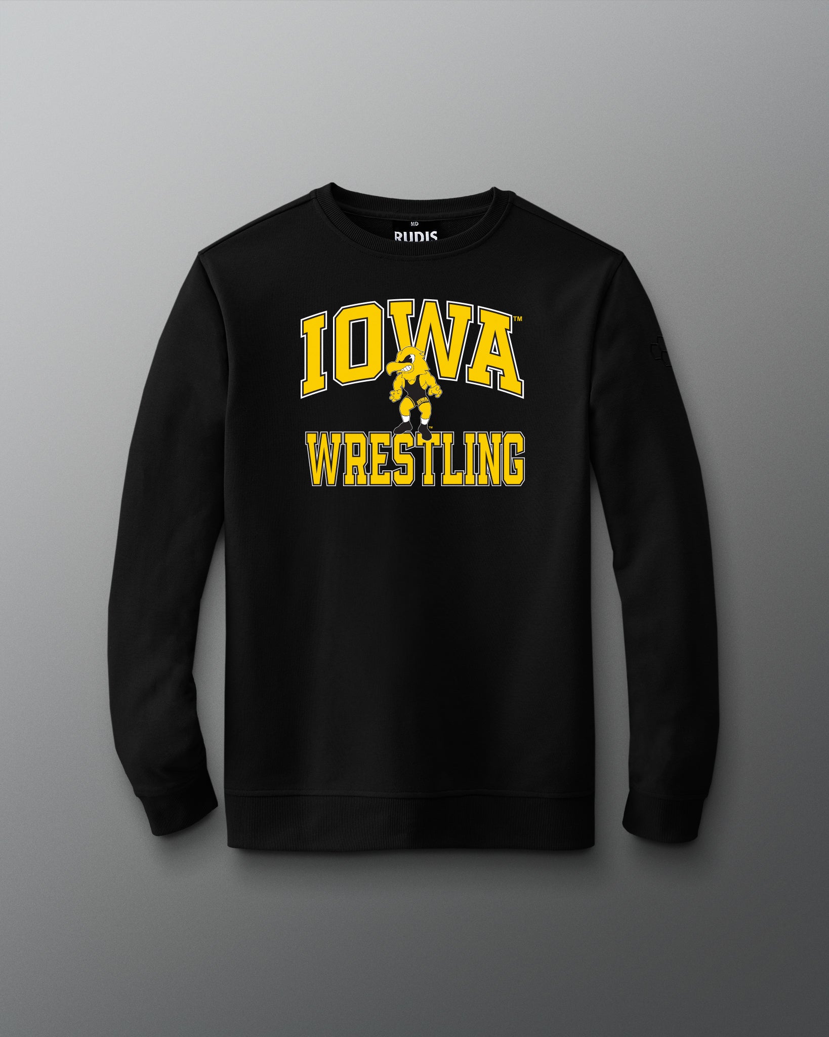 iowa hawkeyes wrestling gear Iowa Wrestling Herky Arch Terry Crewneck