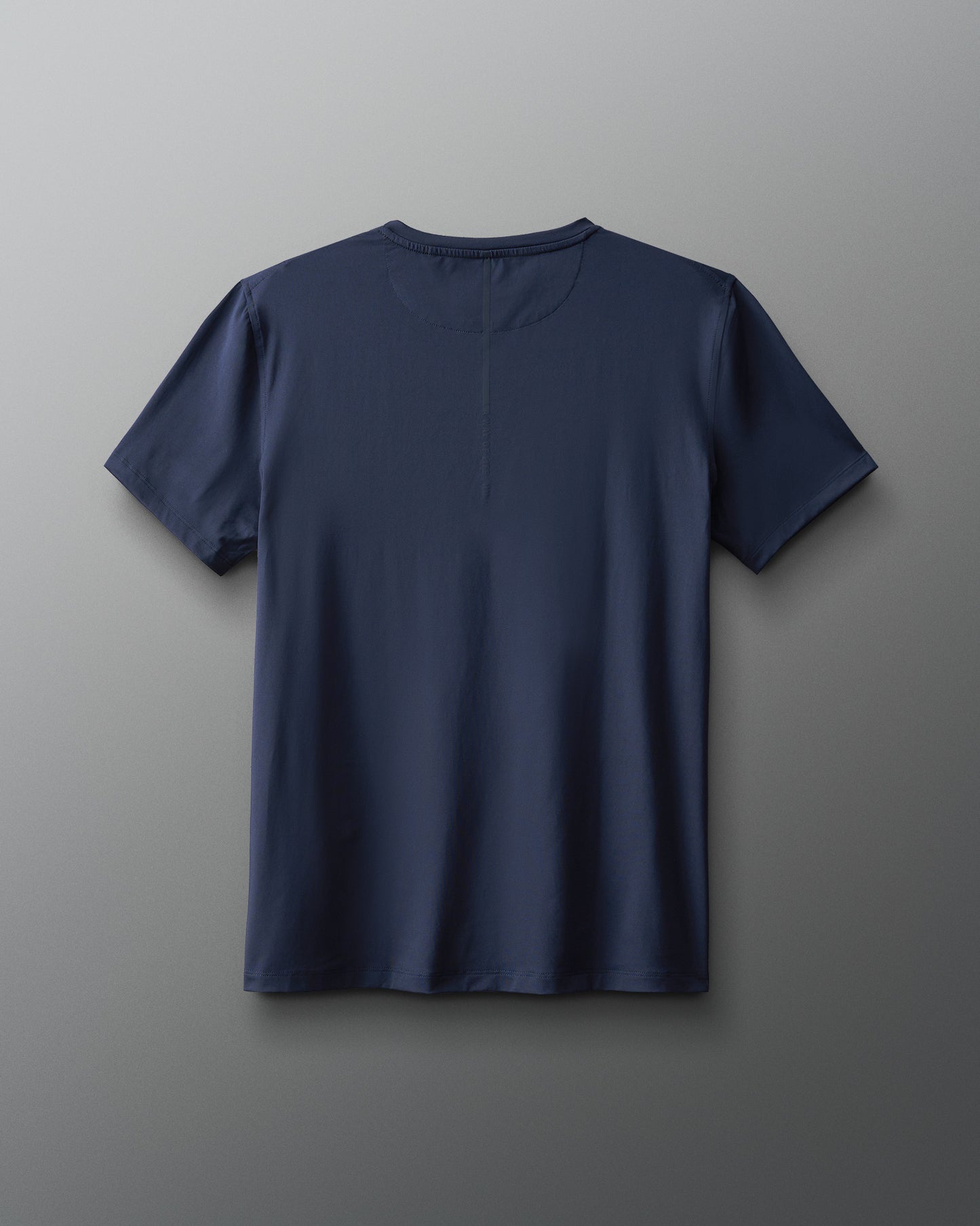 Navy blue t-shirt on a light gray background