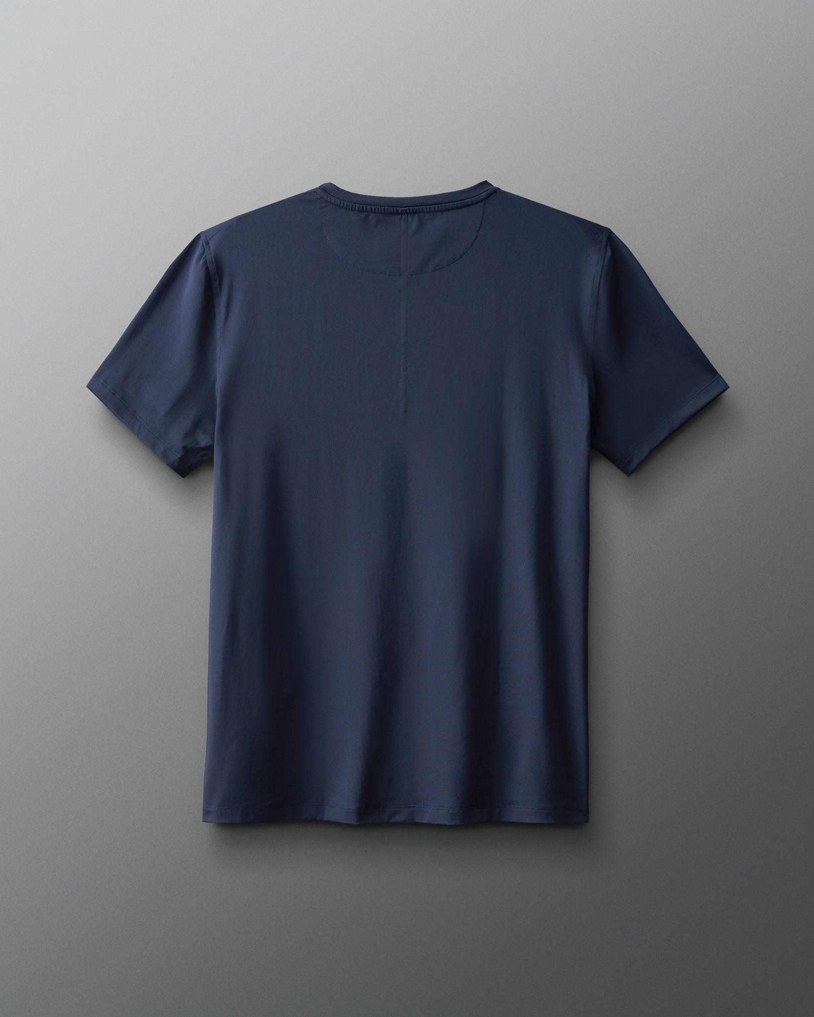Navy blue t-shirt on a light gray background