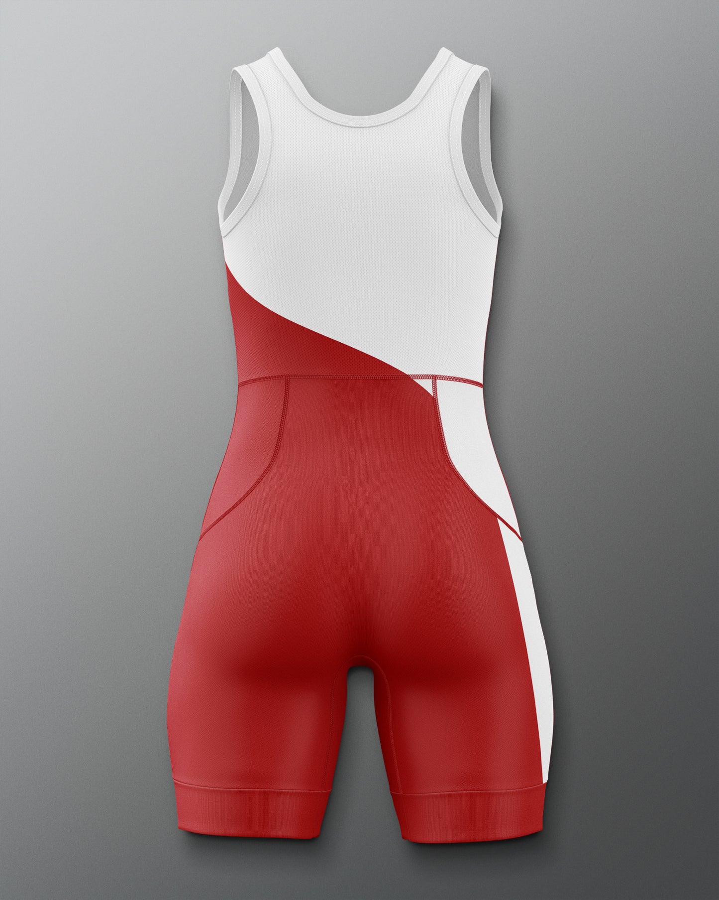 A black and red wrestling singlet
