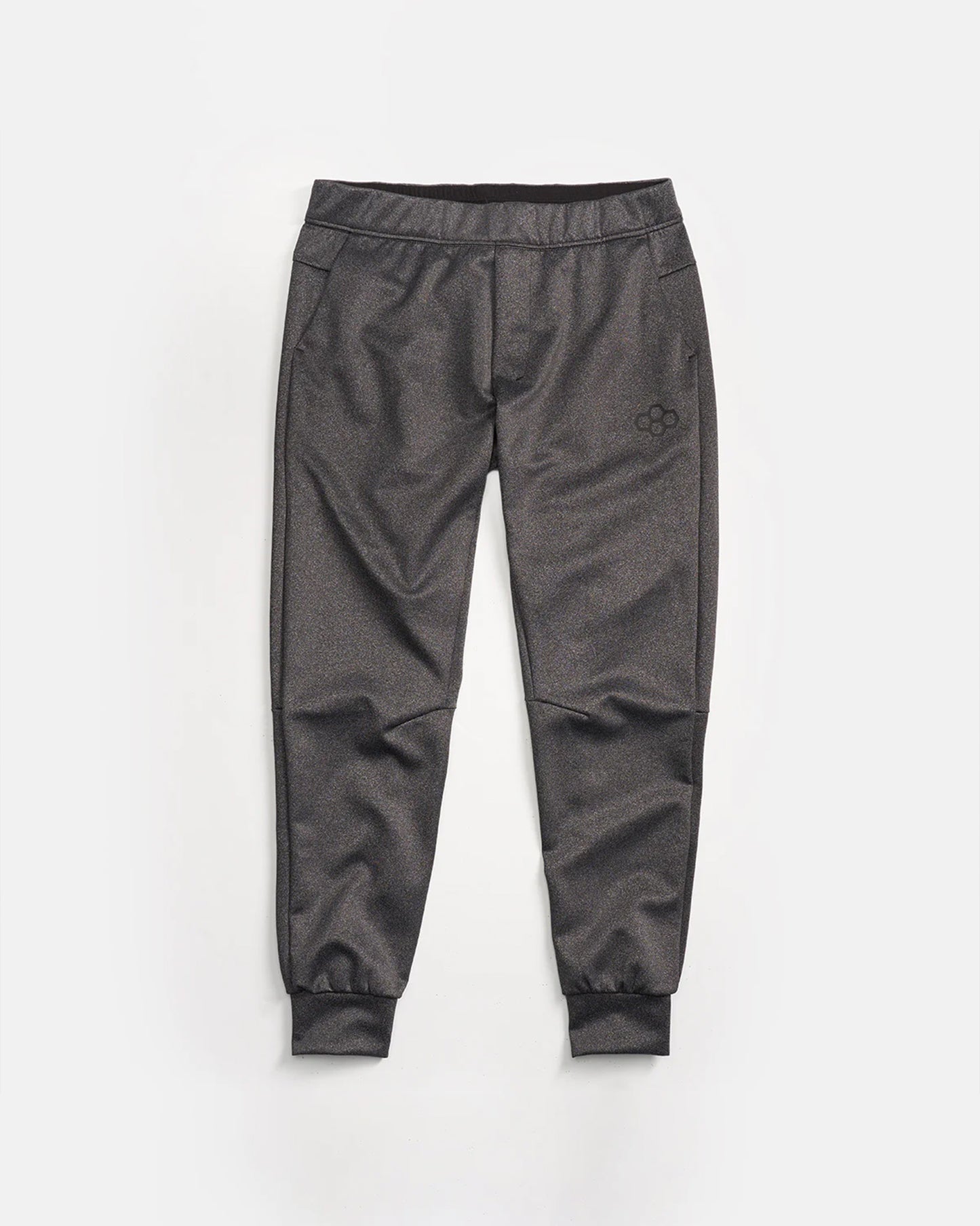 This image displays a pair of stylish dark gray athletic joggers featuring a fitted design and elastic cuffs ideal for both comfort and performance during workouts