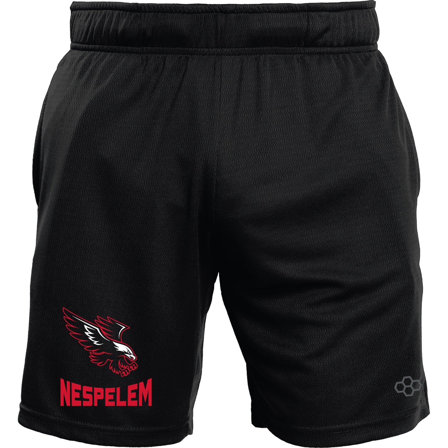 8" Mesh Shorts-Unisex--Nespelem Eagles MS Red