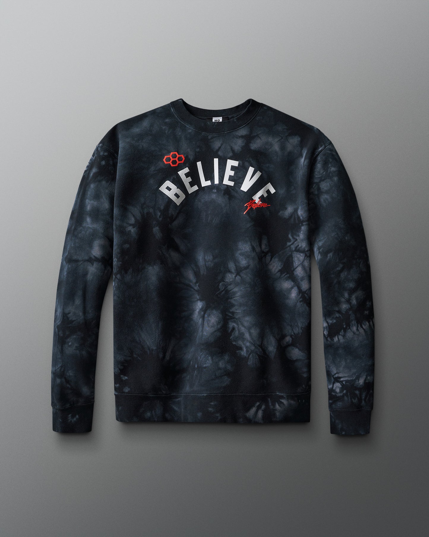 Pull ras du cou tie-dye Believe