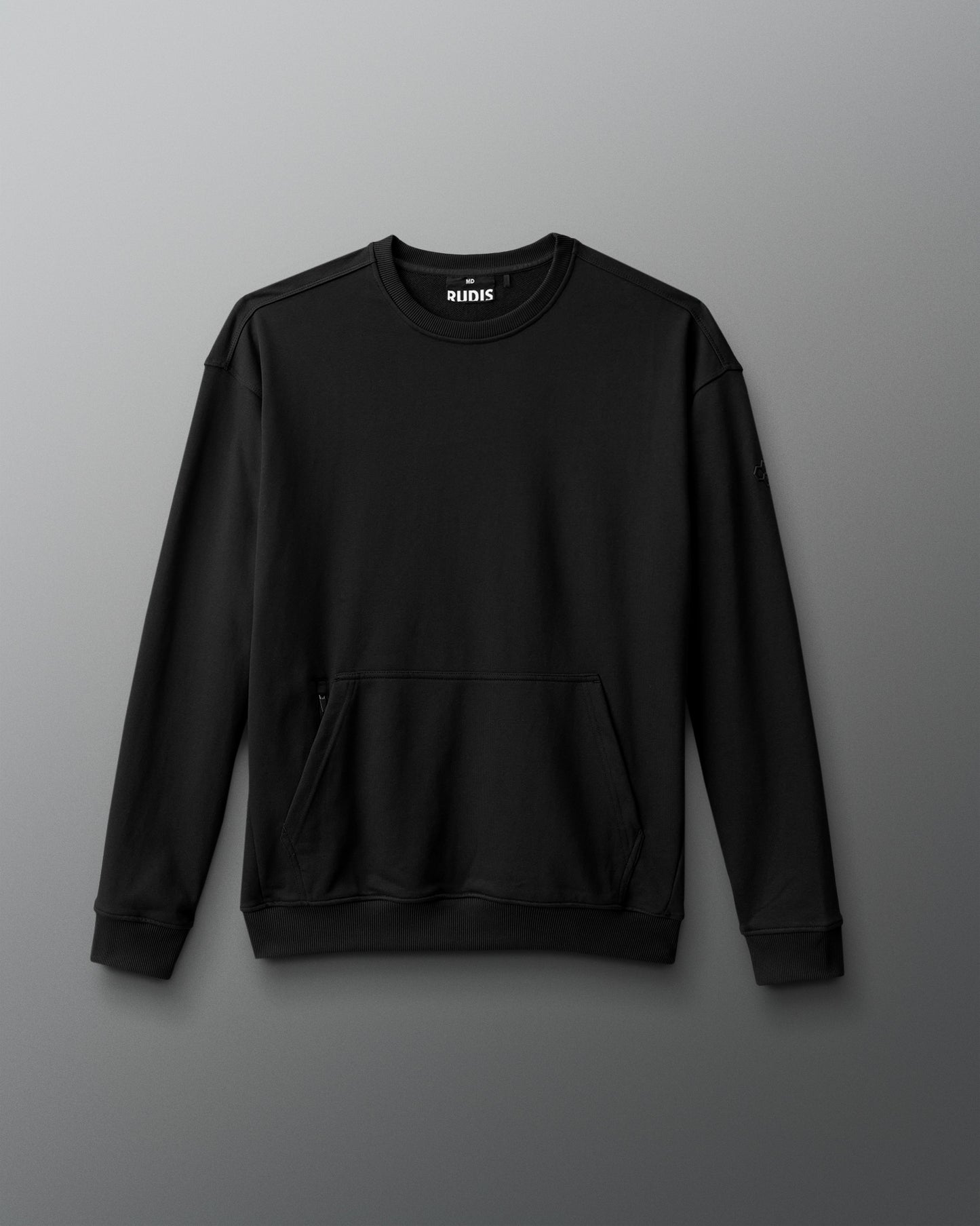 Black sweatshirt on a gray background