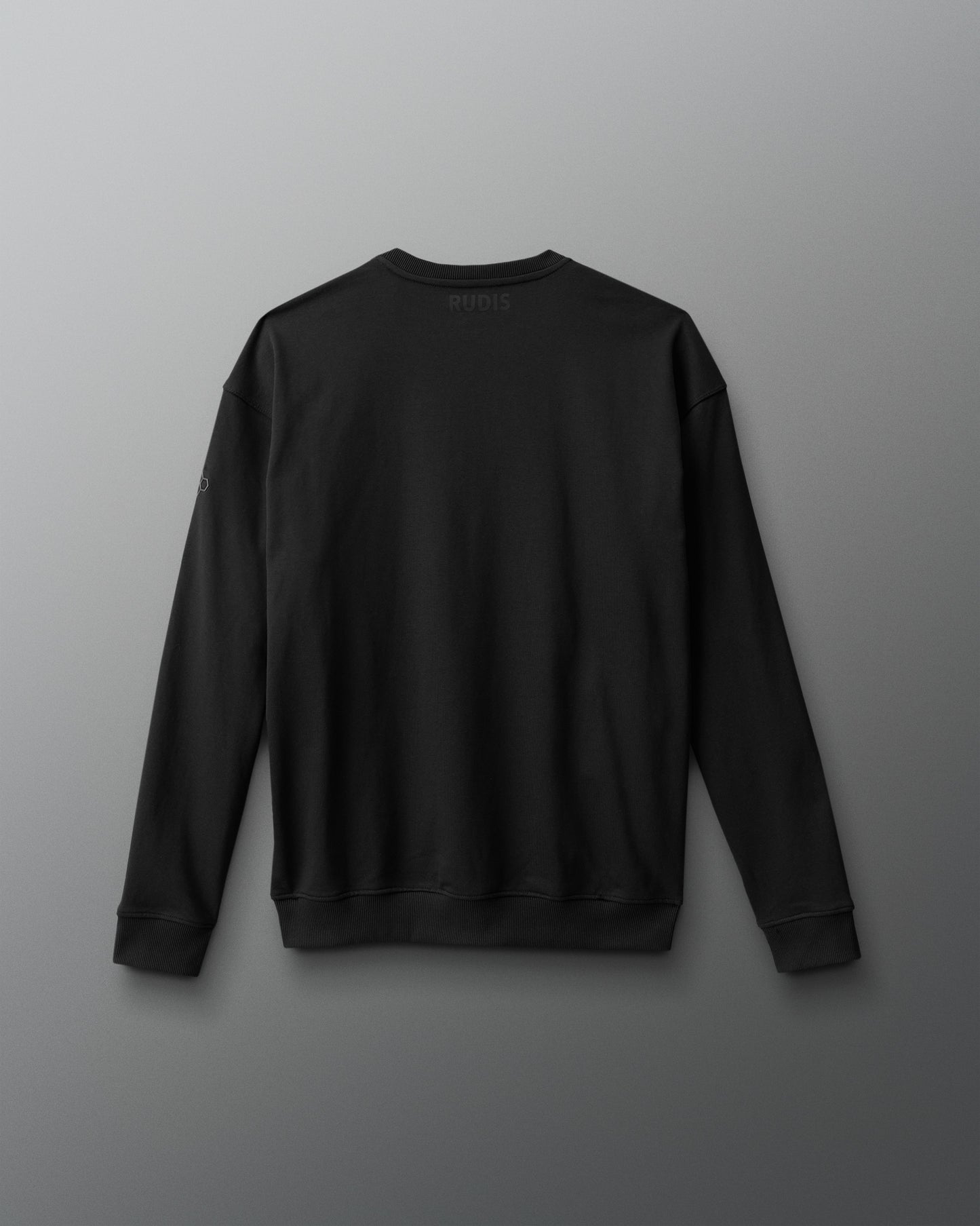 Black sweatshirt on a gray background
