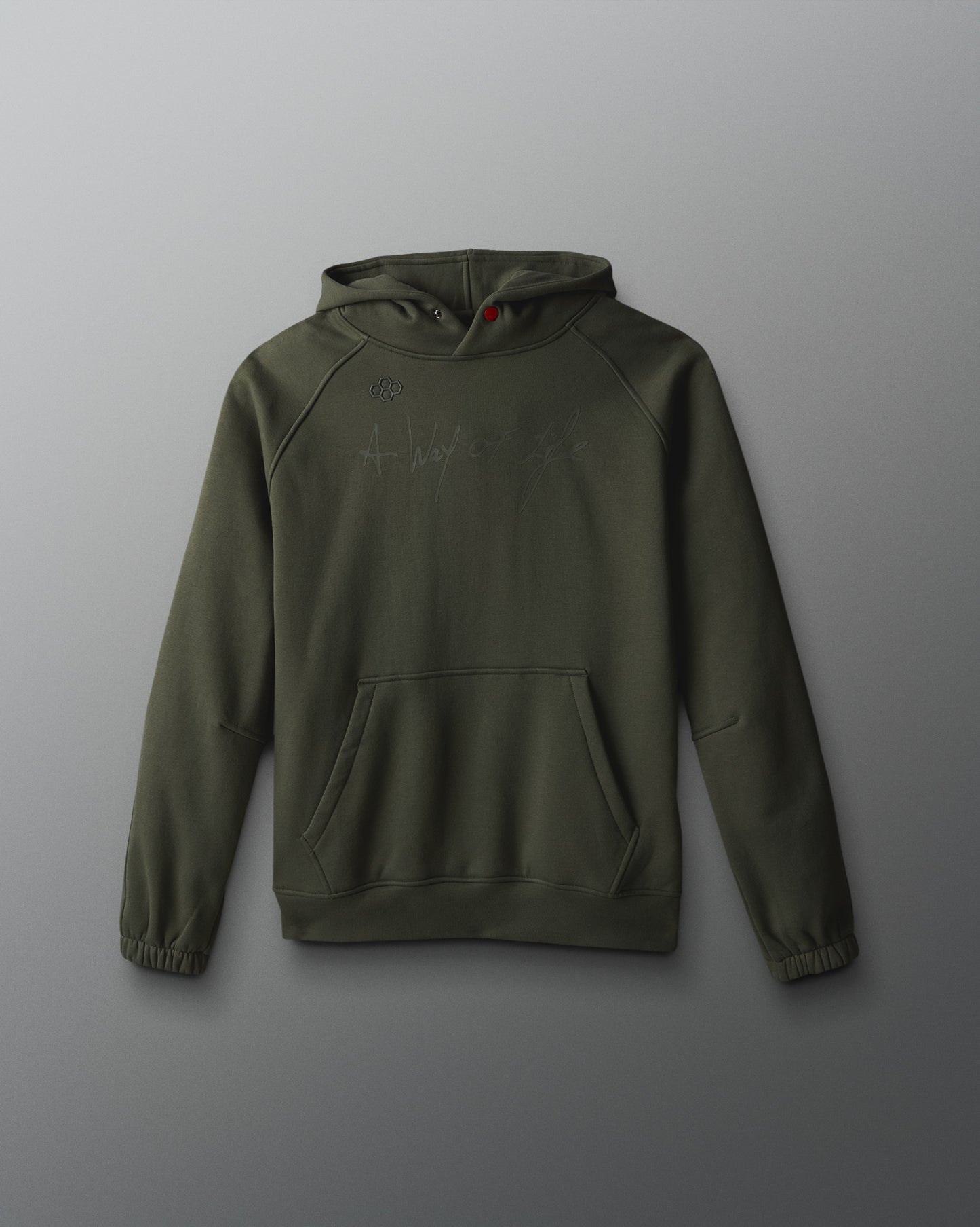 Green hoodie on a gray background