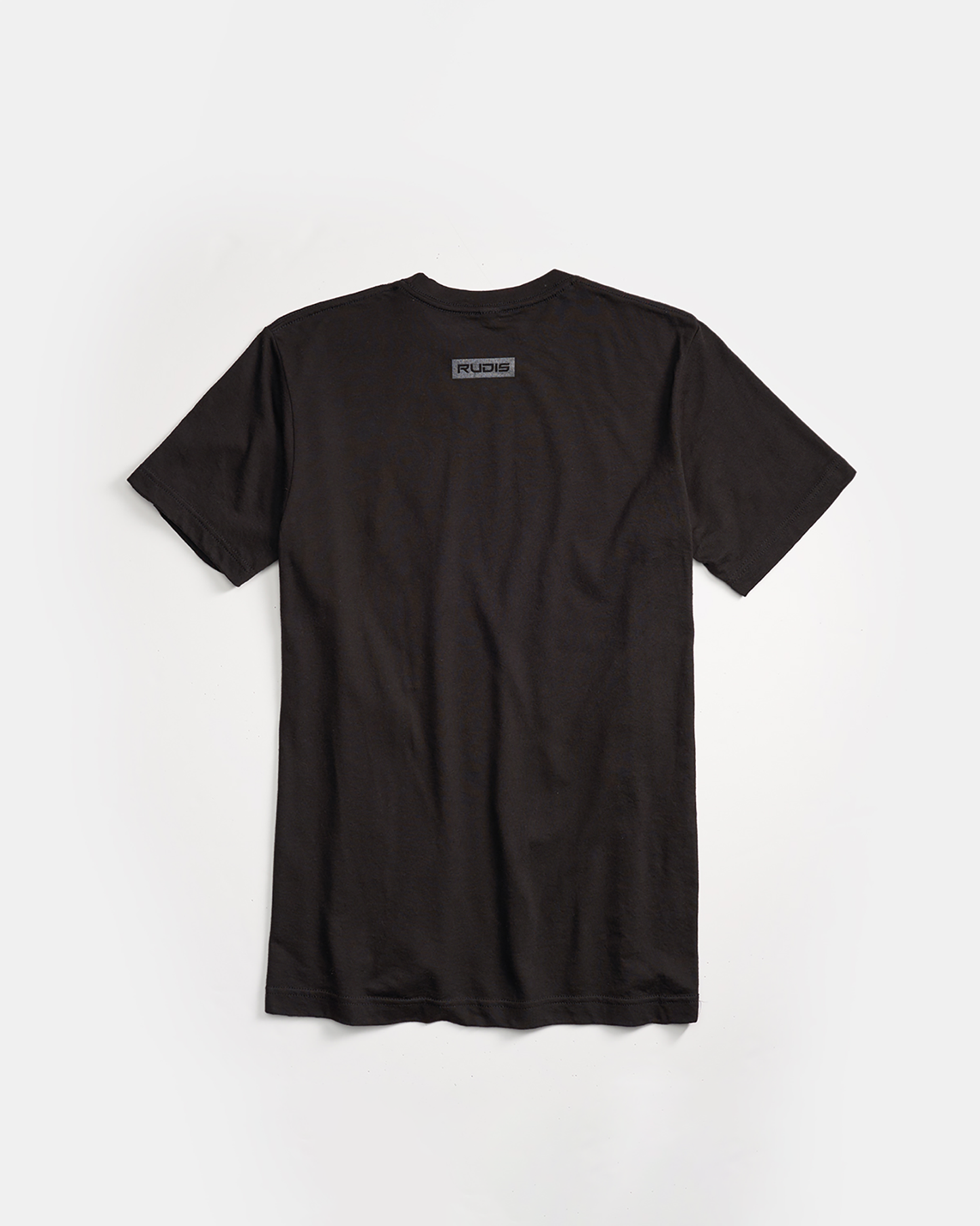 A black t-shirt featuring a subtle logo on the back designed for comfort and casual wear