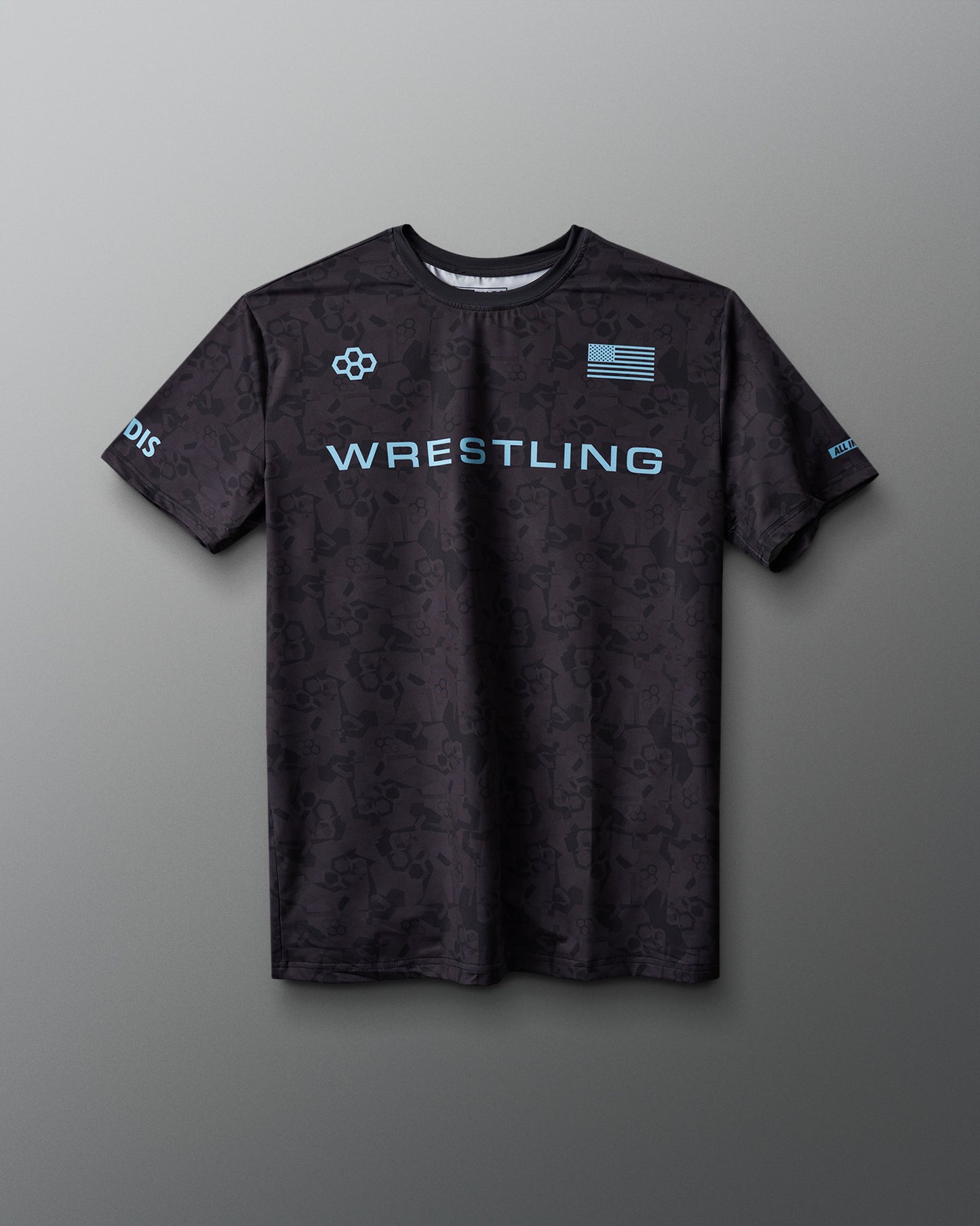 Wrestling Wordmark Black Camo Sublimated T-Shirt