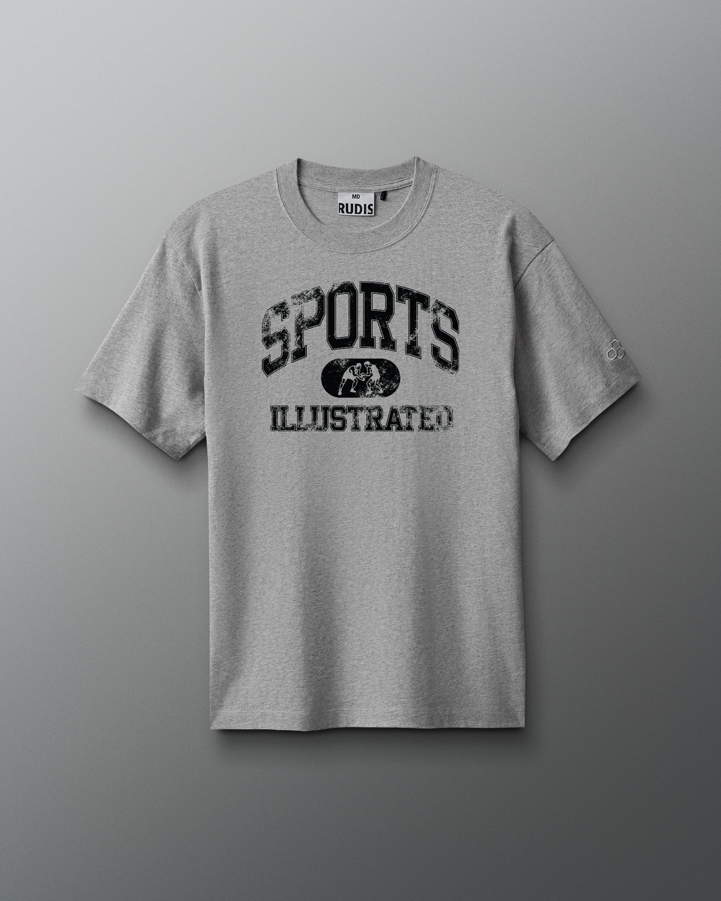 Gray t-shirt with 'Sports Illustrated' text on a gray background