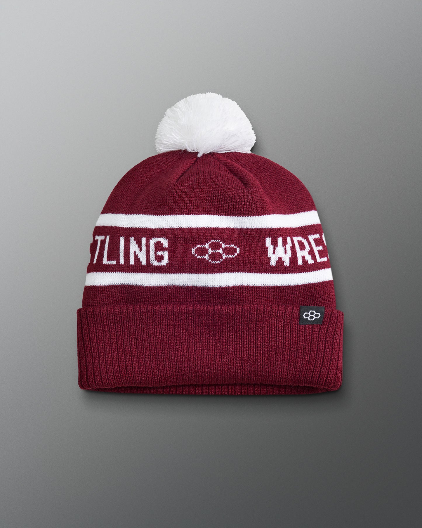 Wrestling Fold Over Beanie - Maroon/White