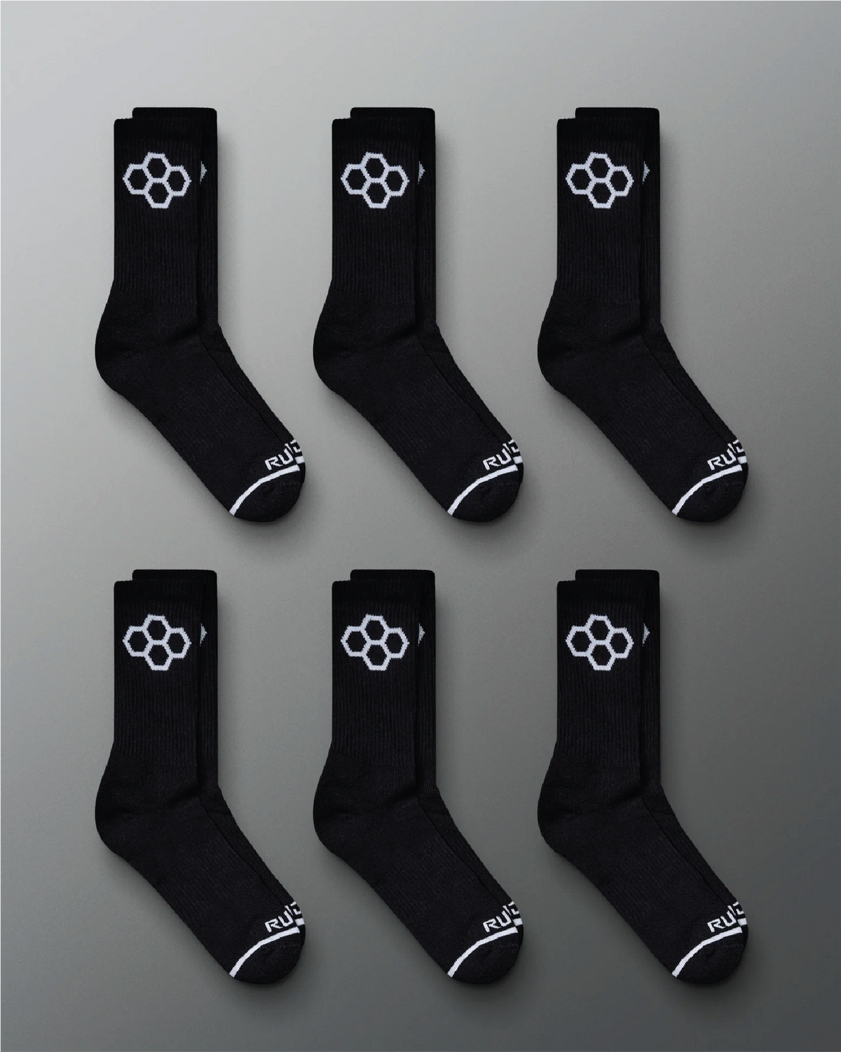VIK - RUDIS Black Cushion Crew Socks (6 Pair)