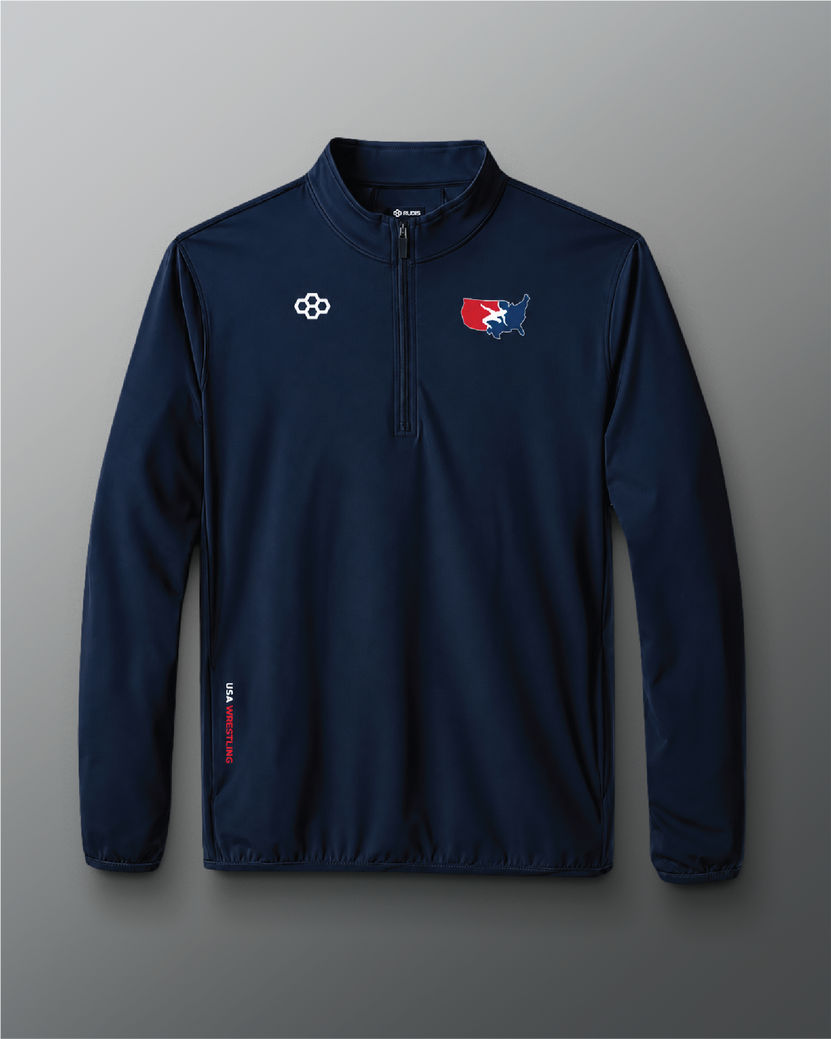 VIK - USA Wrestling Map Logo Victory 1/4 Zip Jacket - Navy