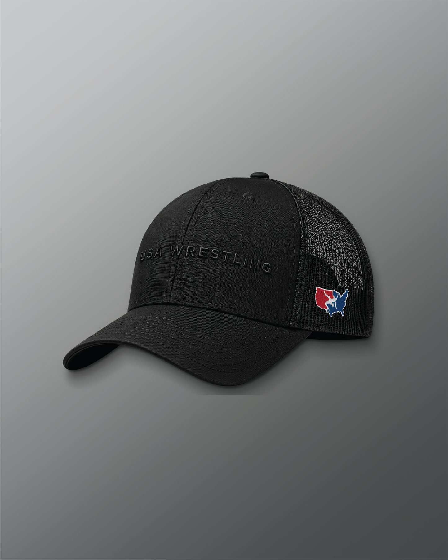 VIK - USA Wrestling Logo Bridge Trucker Hat - Black