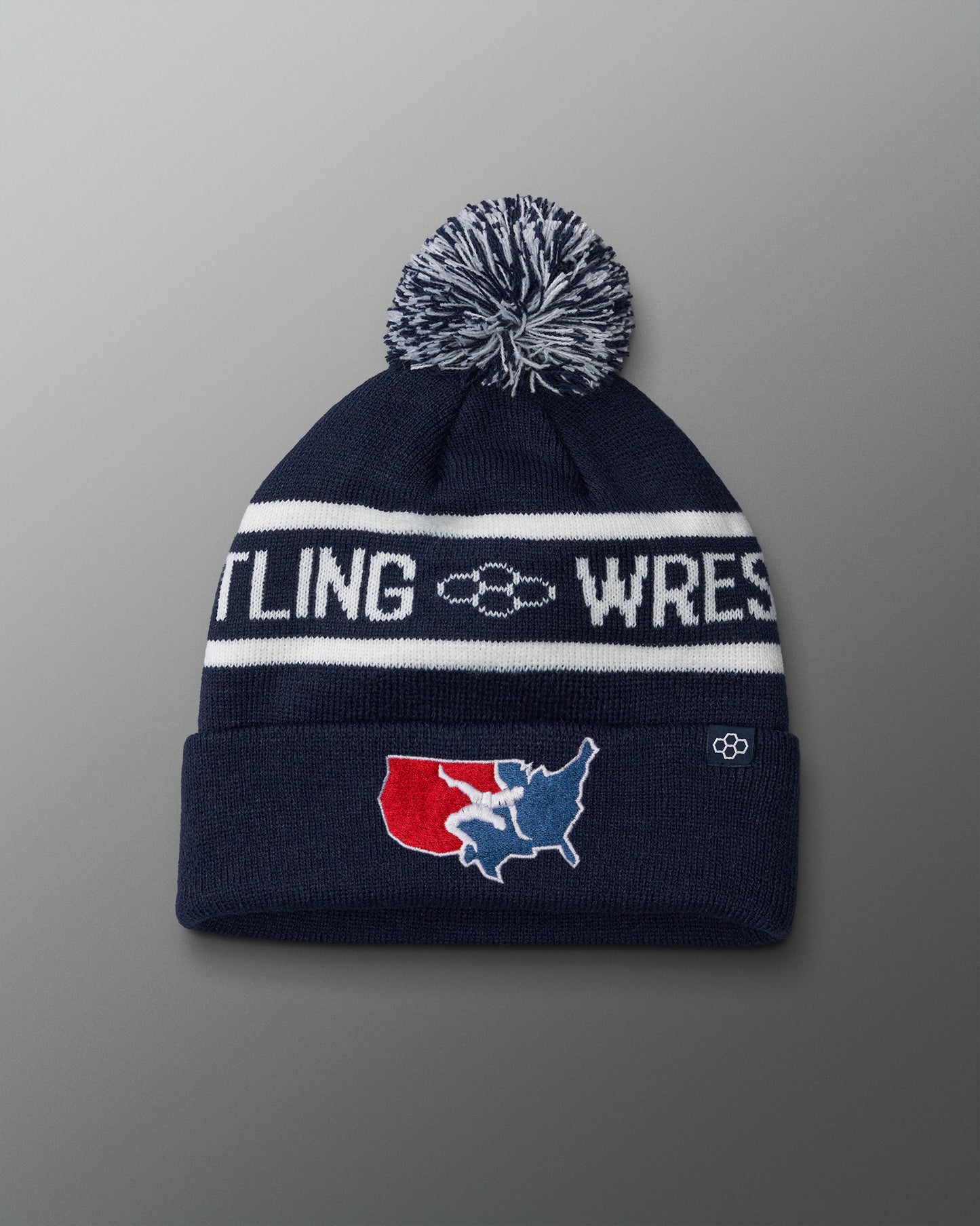 USA Wrestling Logo on Navy blue beanie with 'WRESTLING' words