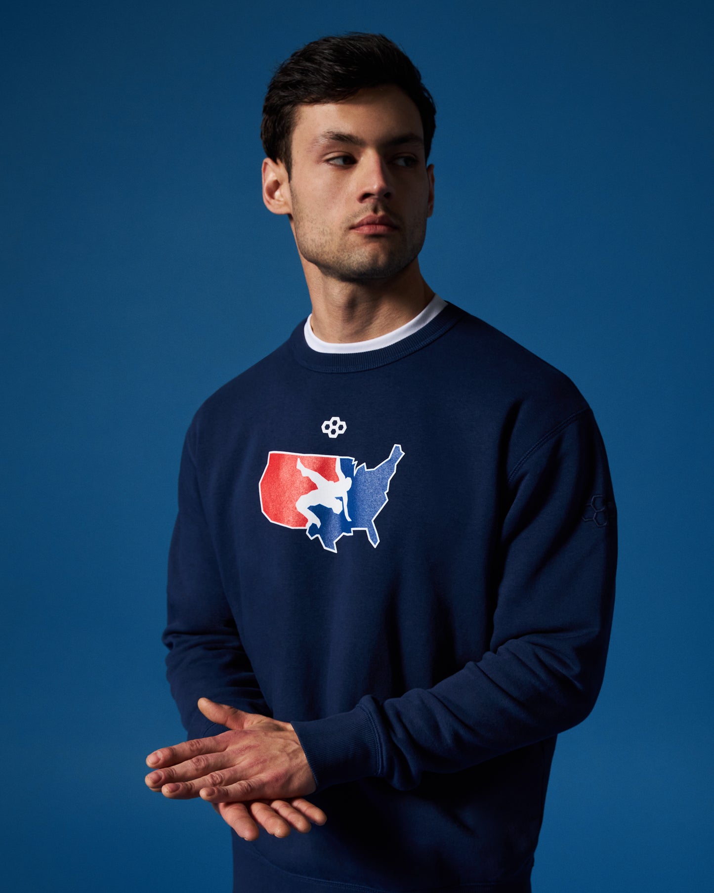 Pull ras du cou en polaire confortable avec logo USAW