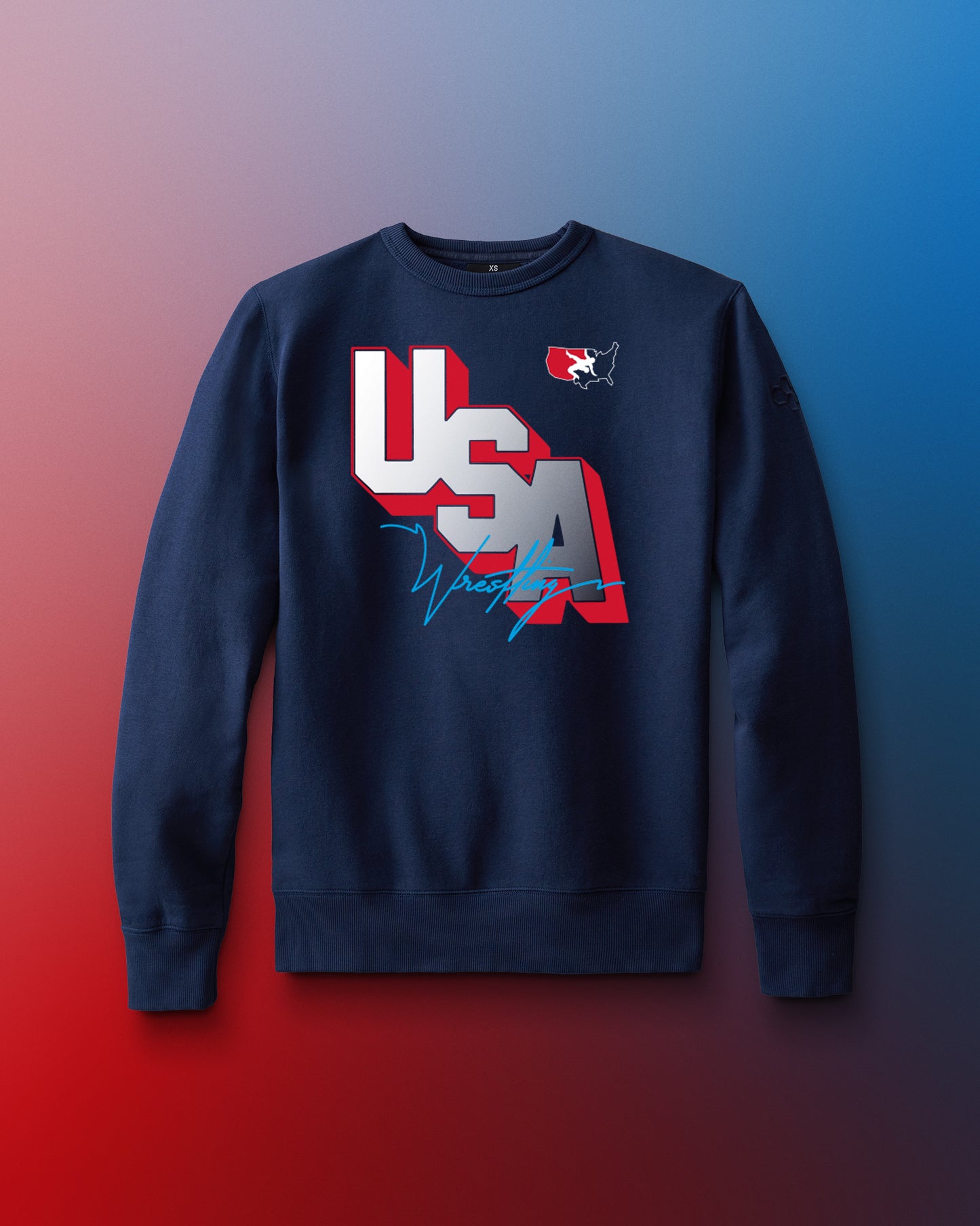 USA Wrestling Block Comfort Fleece Crewneck