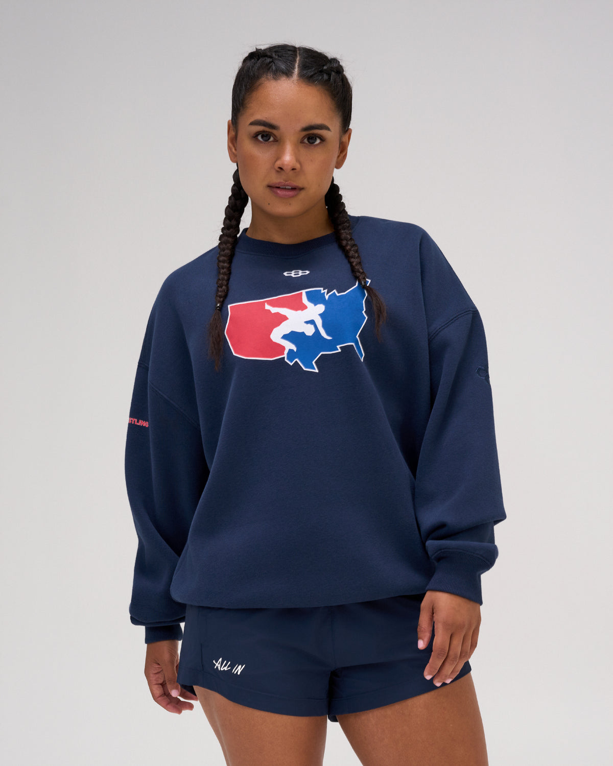 USA Wrestling Map Relaxed Comfort Fleece Crewneck