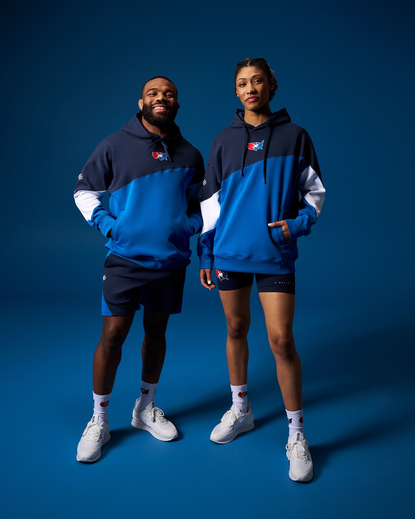 USA Wrestling Colorblock Hoodie - Navy/Blue/White