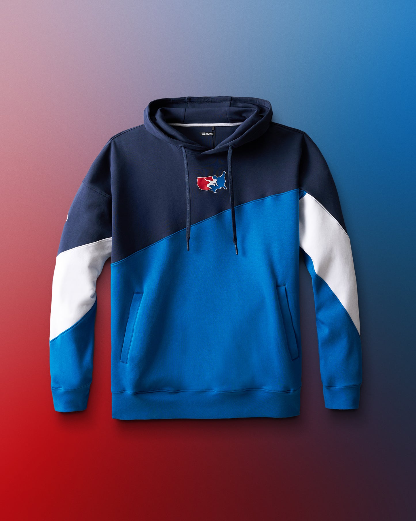 USA Wrestling Colorblock Hoodie - Navy/Blue/White