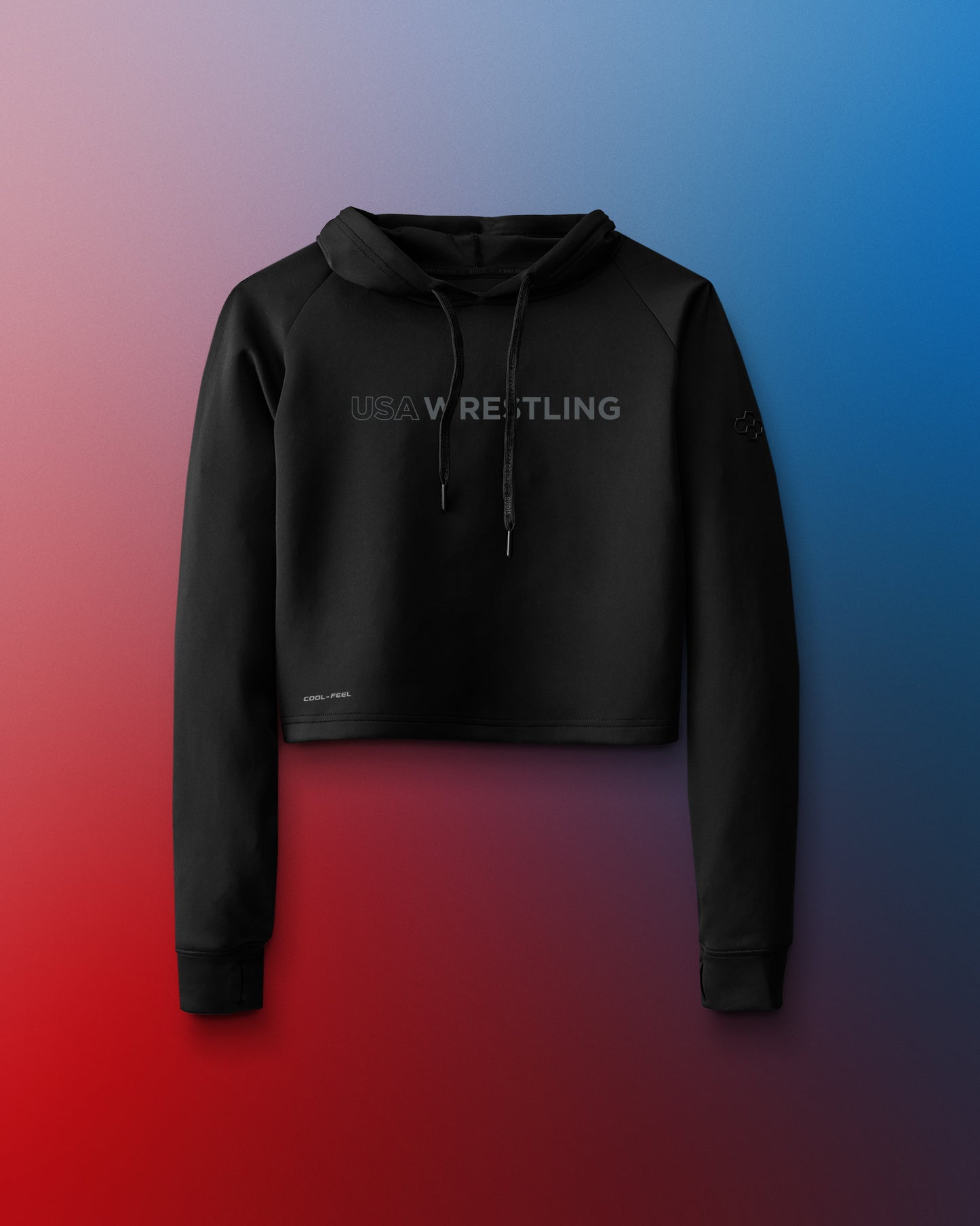 USA Wrestling Wordmark COOL-FEEL Women's Cropped Hoodie