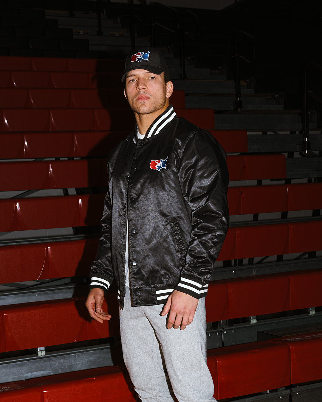 USA Wrestling Logo Satin Jacket | RUDIS