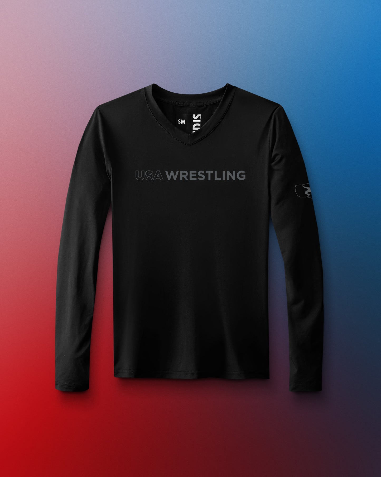 USA Wrestling Wordmark Performance Women's V-Neck Long Sleeve