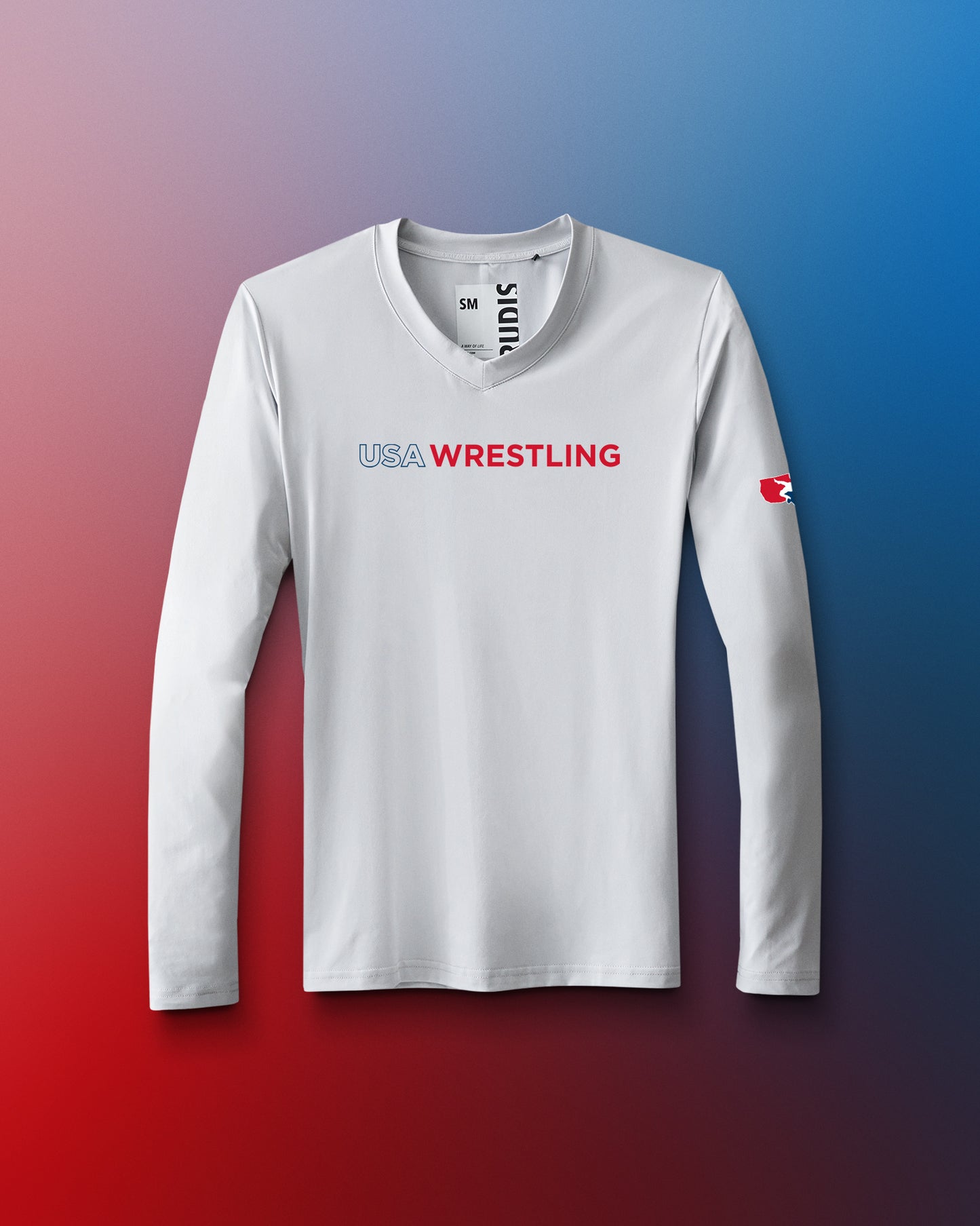 USA Wrestling Wordmark Performance Women's V-Neck Long Sleeve