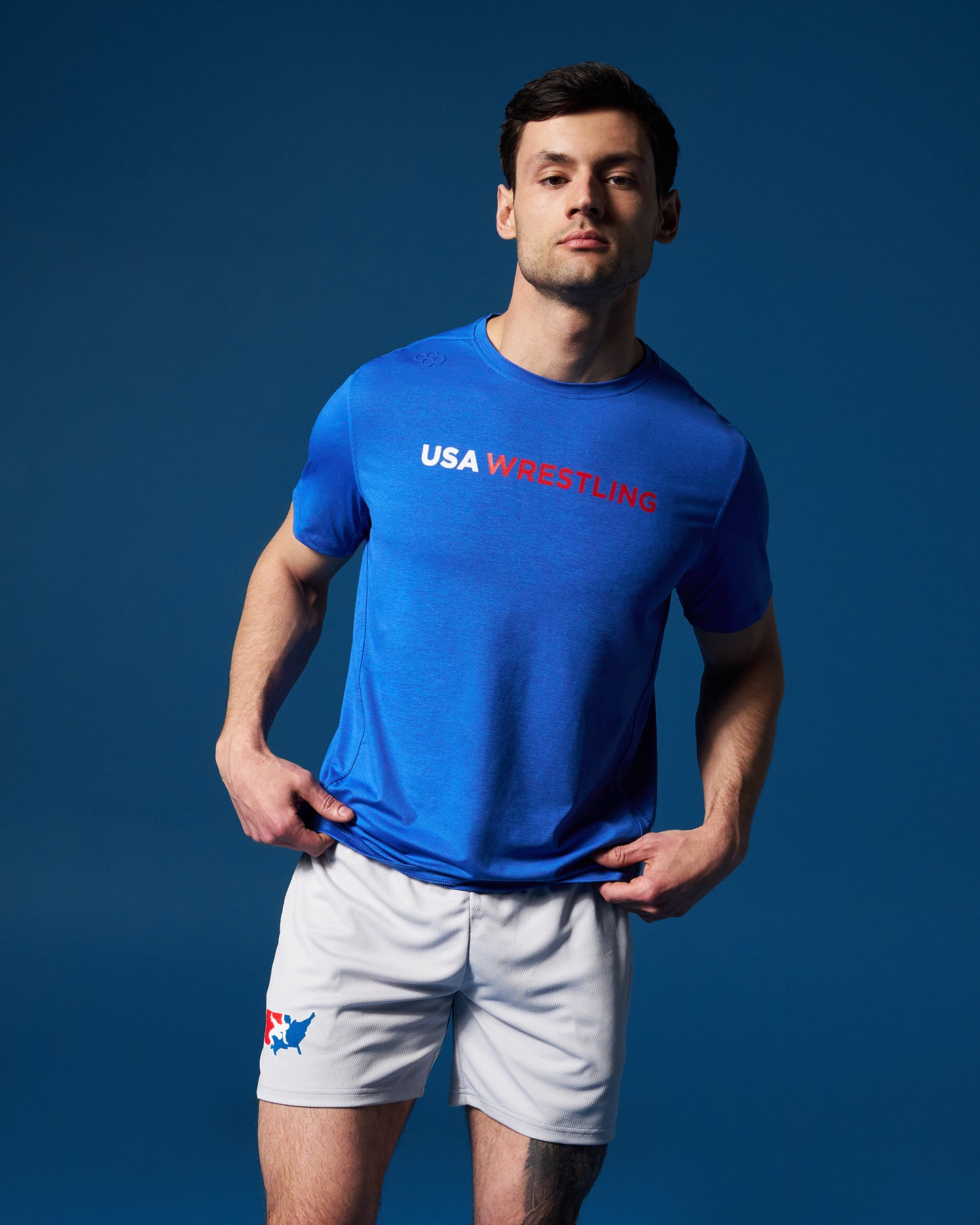 T-shirt chiné Performance avec logo USA Wrestling