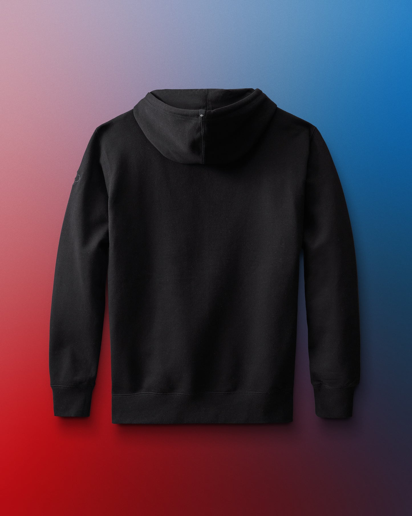 Black hoodie on a gradient background