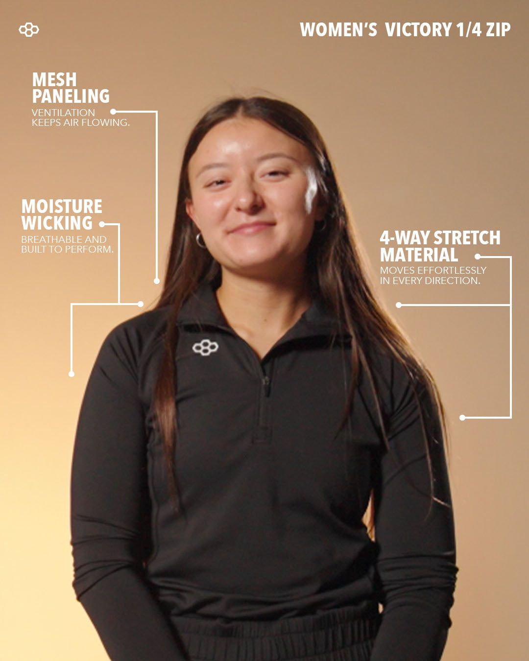 Pull RUDIS Victory à fermeture éclair quart de tour - Noir