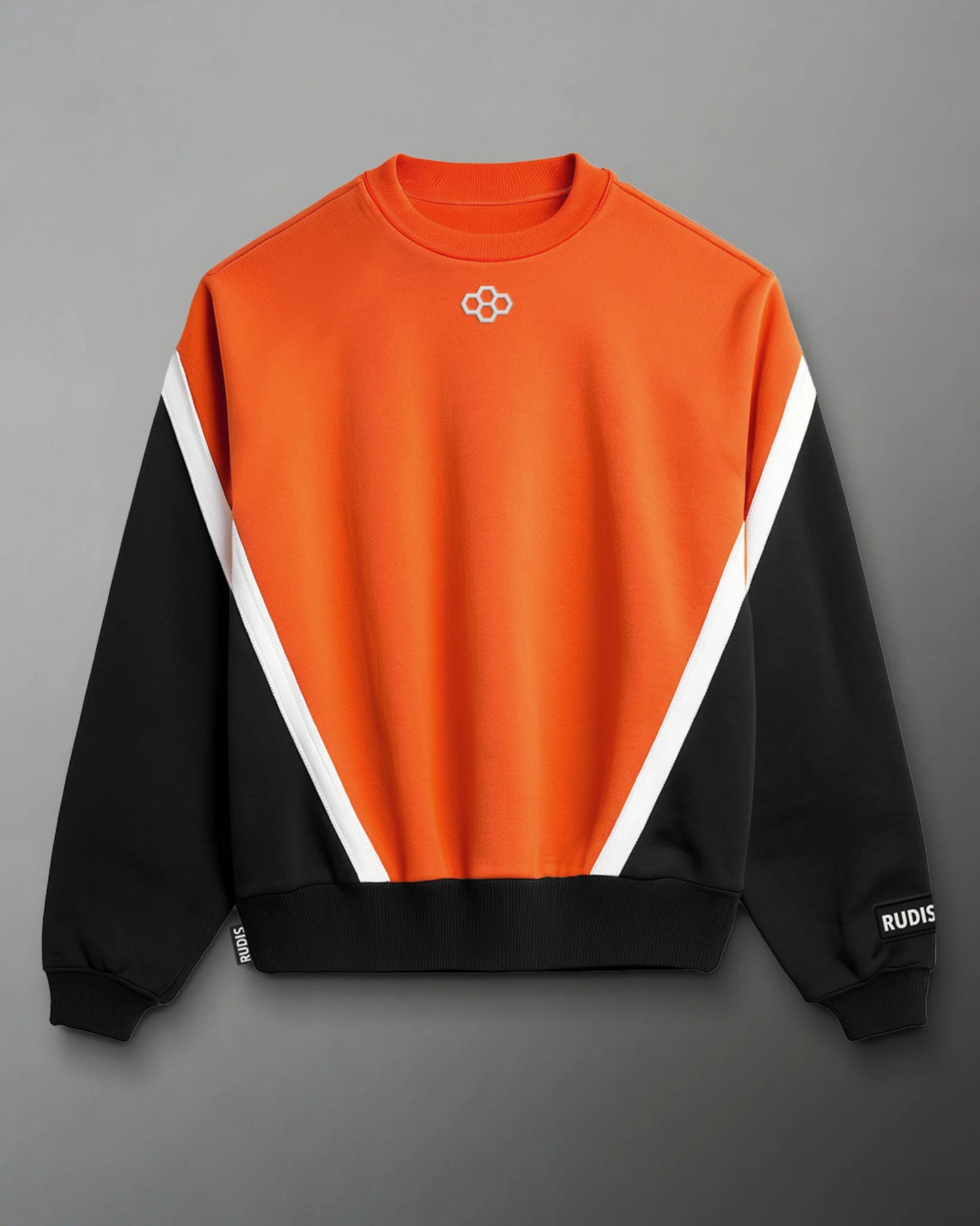 RUDIS Youth Colorblock Crewneck - Black/Orange
