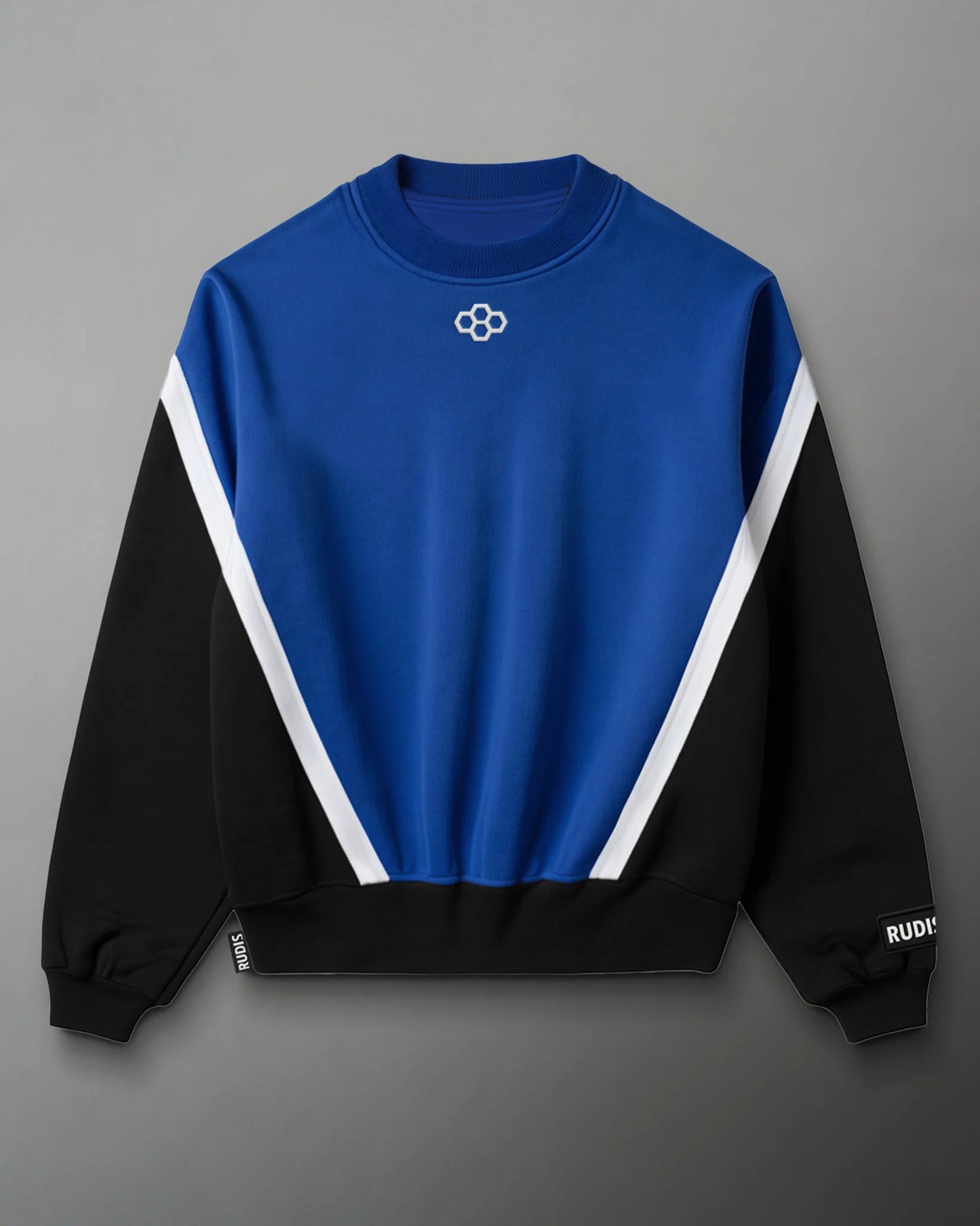 RUDIS Youth Colorblock Crewneck - Black/Royal