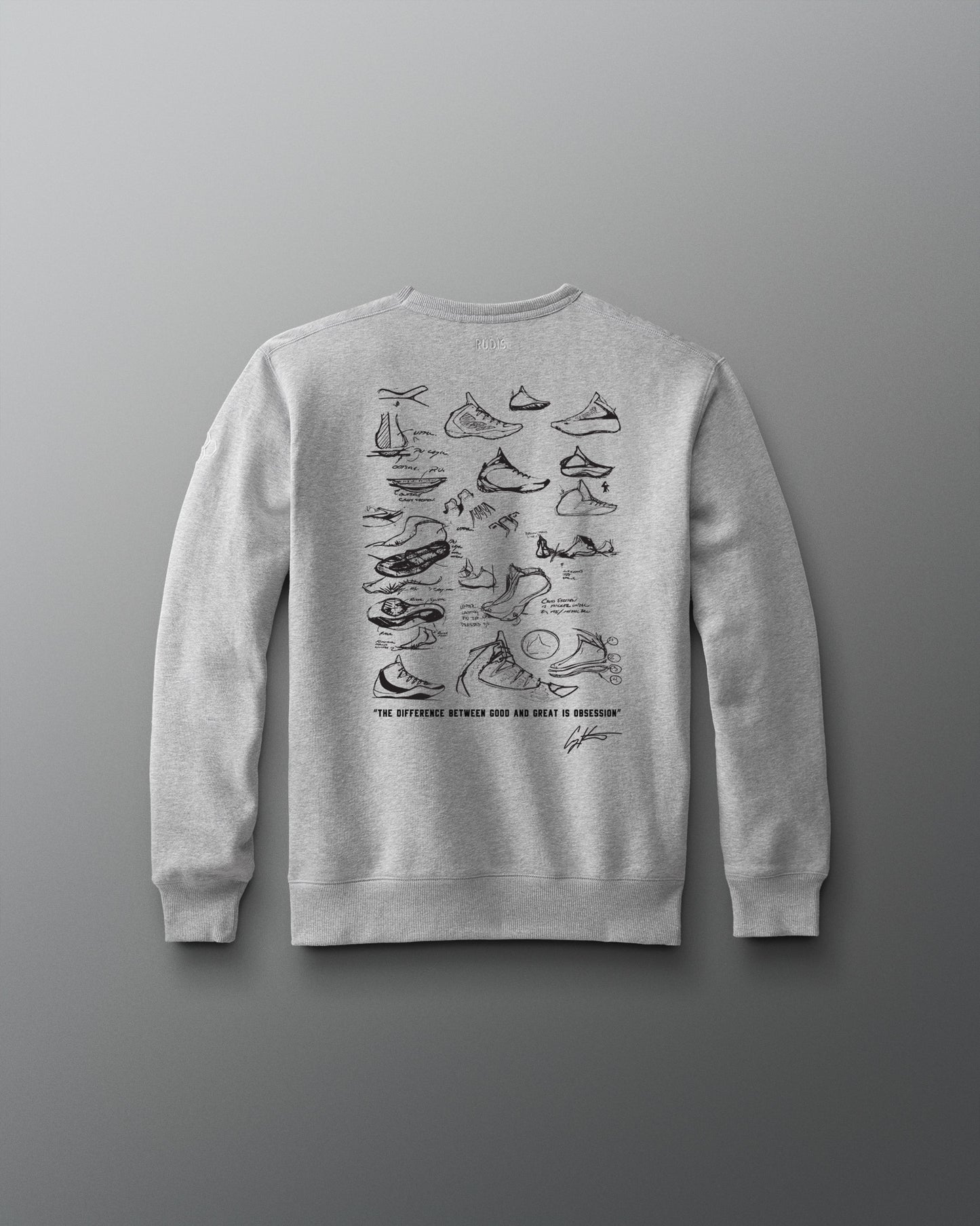 Gray sweatshirt with Wrestling shoe illustrations on a gray background