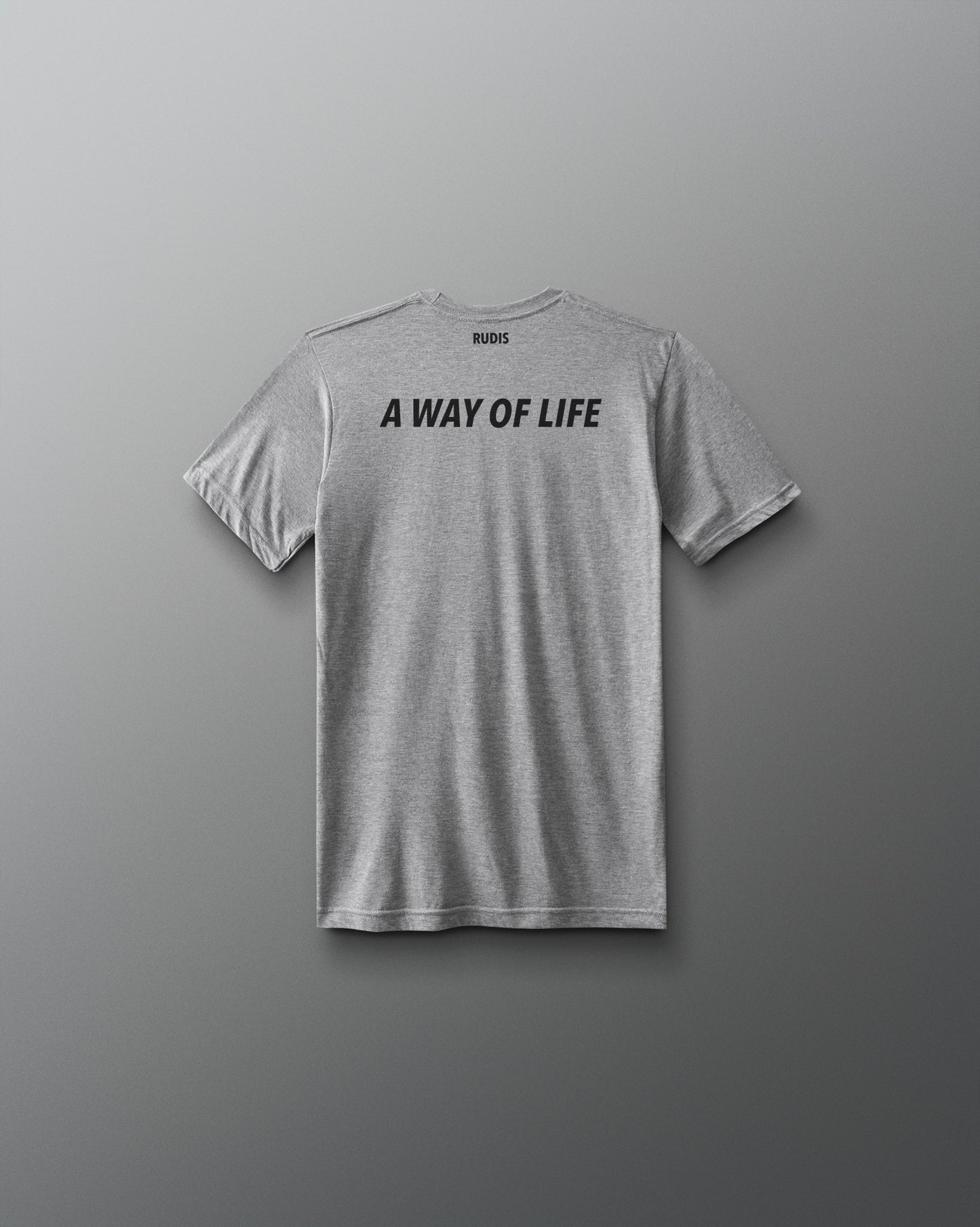 Gray t-shirt with 'A Way of Life' text on a gray background