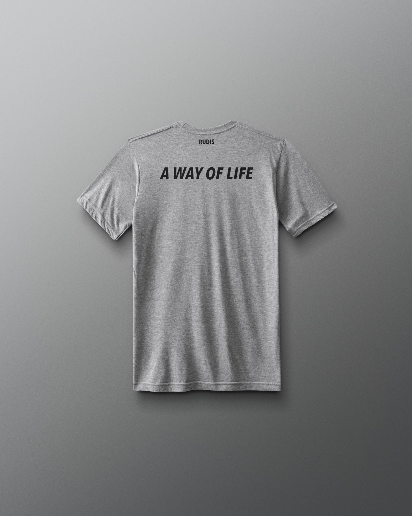 Gray t-shirt with 'A Way of Life' text on a gray background