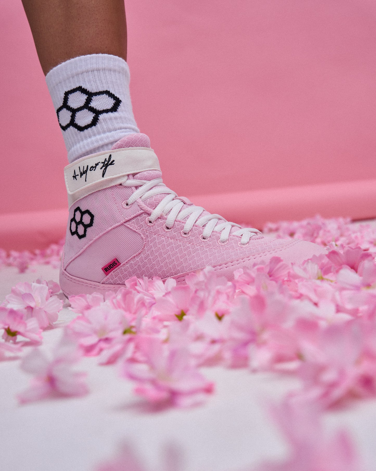 RUDIS Samurai Speed Youth Wrestling Shoes - Pink Cherry Blossom