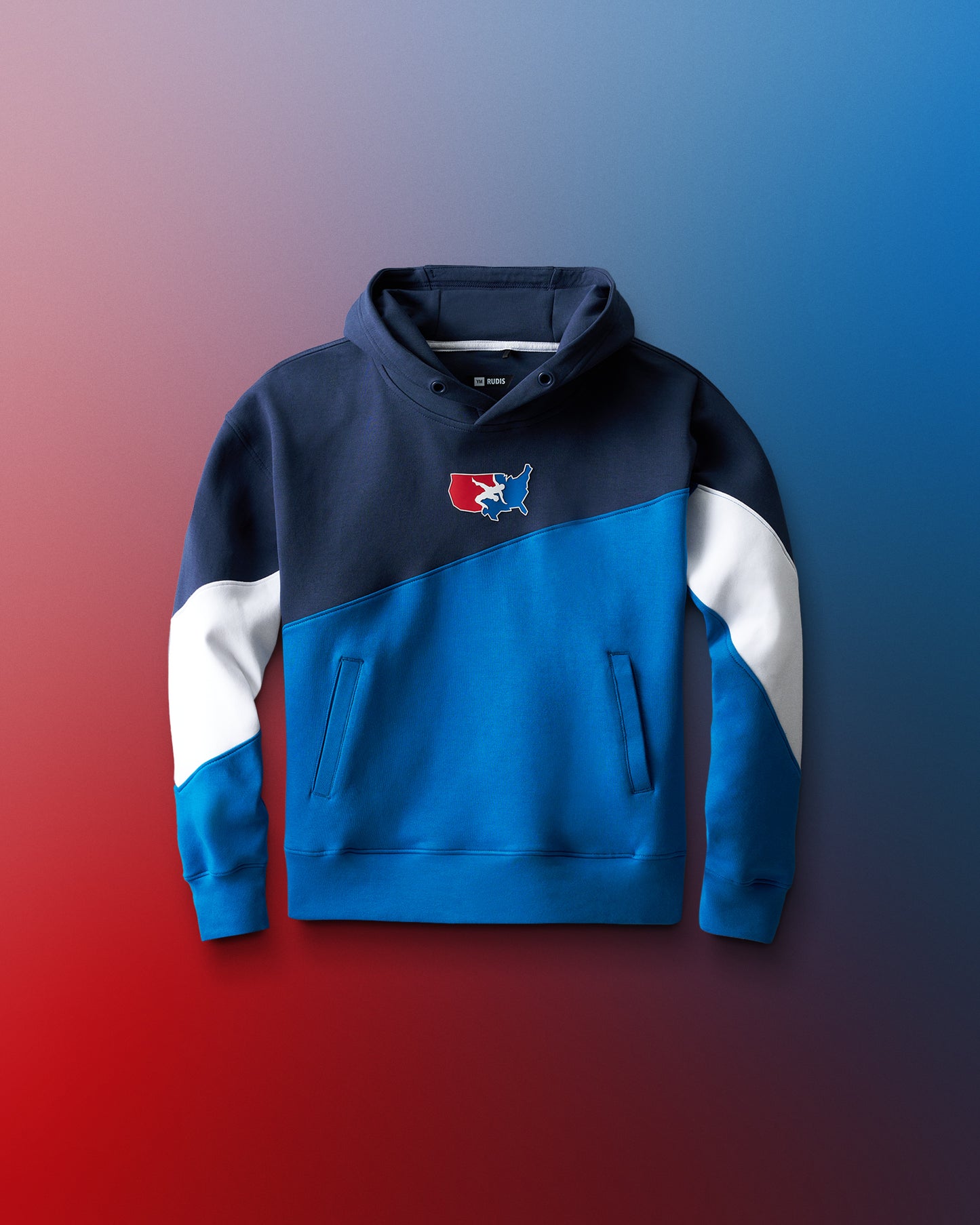 USA Wrestling Colorblock Youth Hoodie - Navy/Blue/White