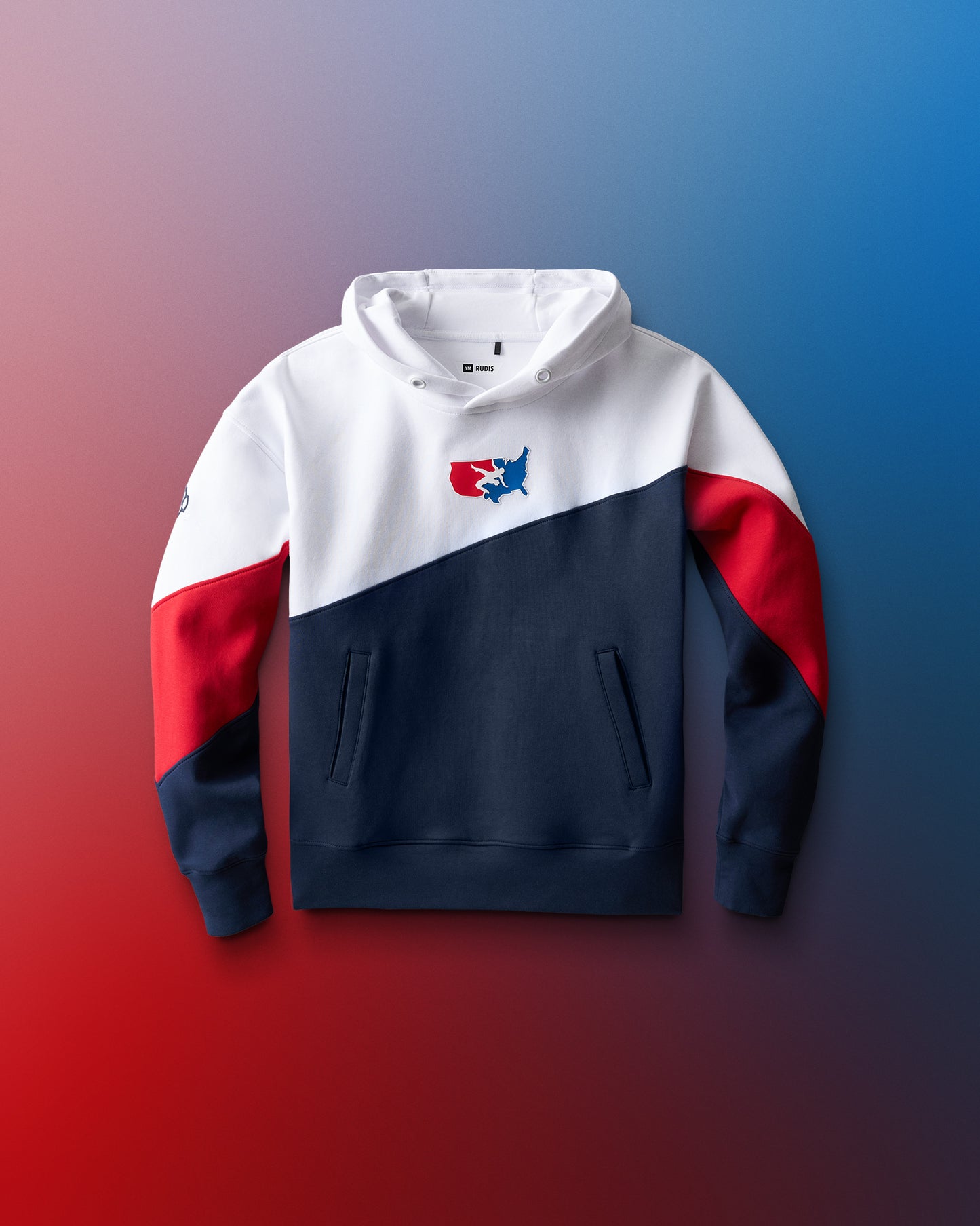 USA Wrestling Colorblock Youth Hoodie - Navy/White/Red