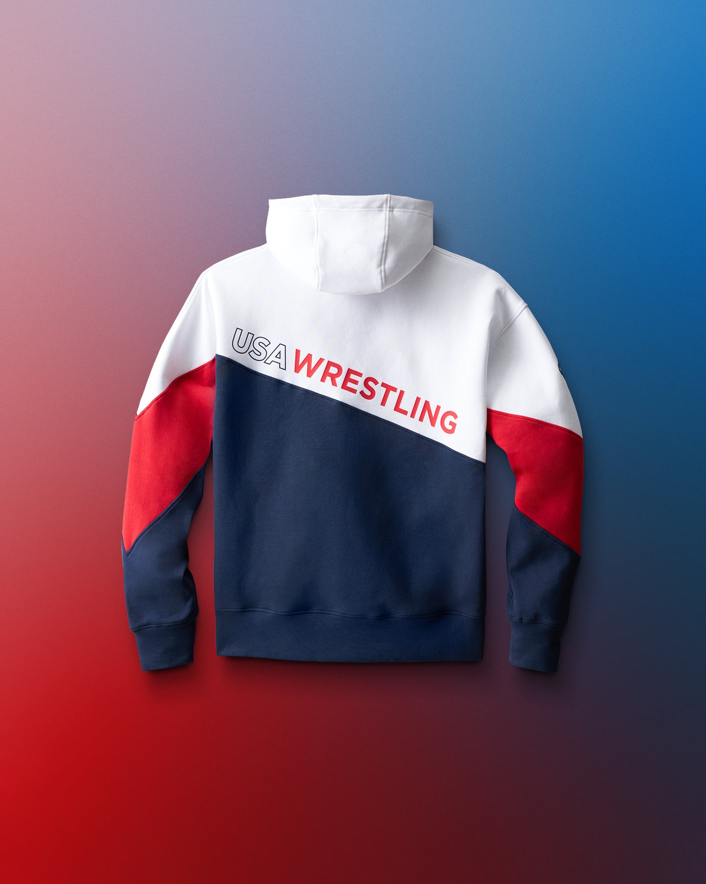 USA Wrestling Colorblock Youth Hoodie - Navy/White/Red