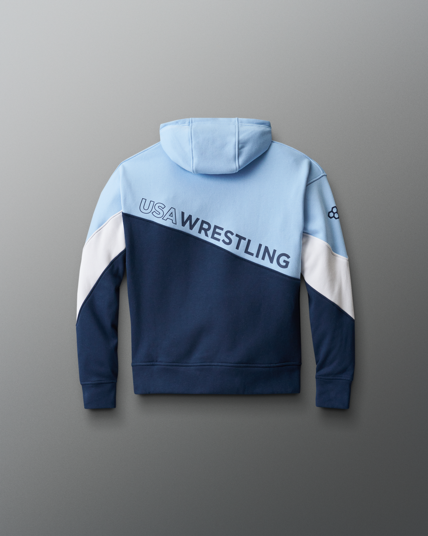 USA Wrestling Map Youth 280 Tech Fleece Colorblock Hoodie - Navy/Light Blue/White