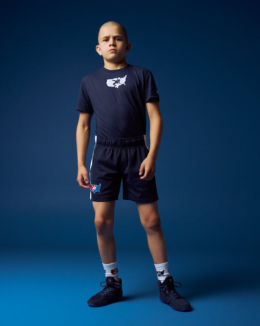 USA Wrestling 5" Premium Panel Youth Mesh Shorts