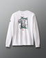 White sweatshirt with text and graphics on the back against a gray background "Don't count the days, make the days count!" Muhammad Ali