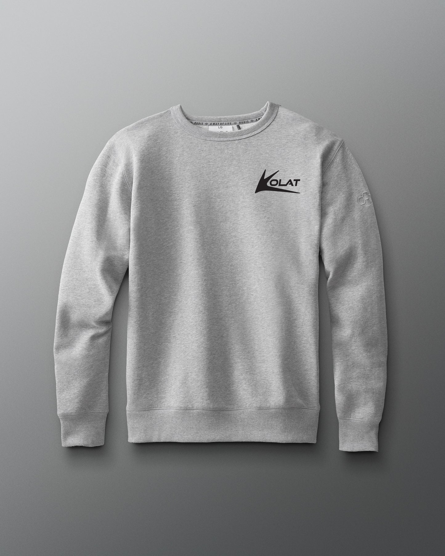 Gray sweatshirt with a Kolat logo on a gray background