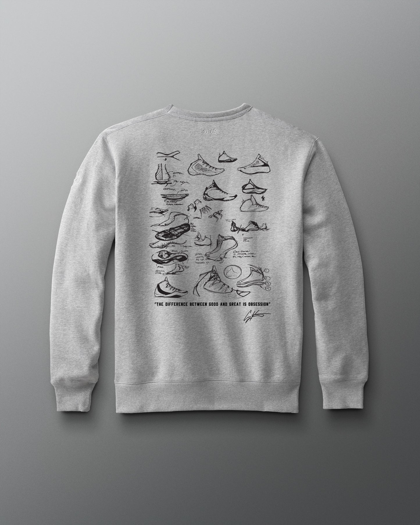 Gray sweatshirt with Wrestling shoe illustrations on a gray background