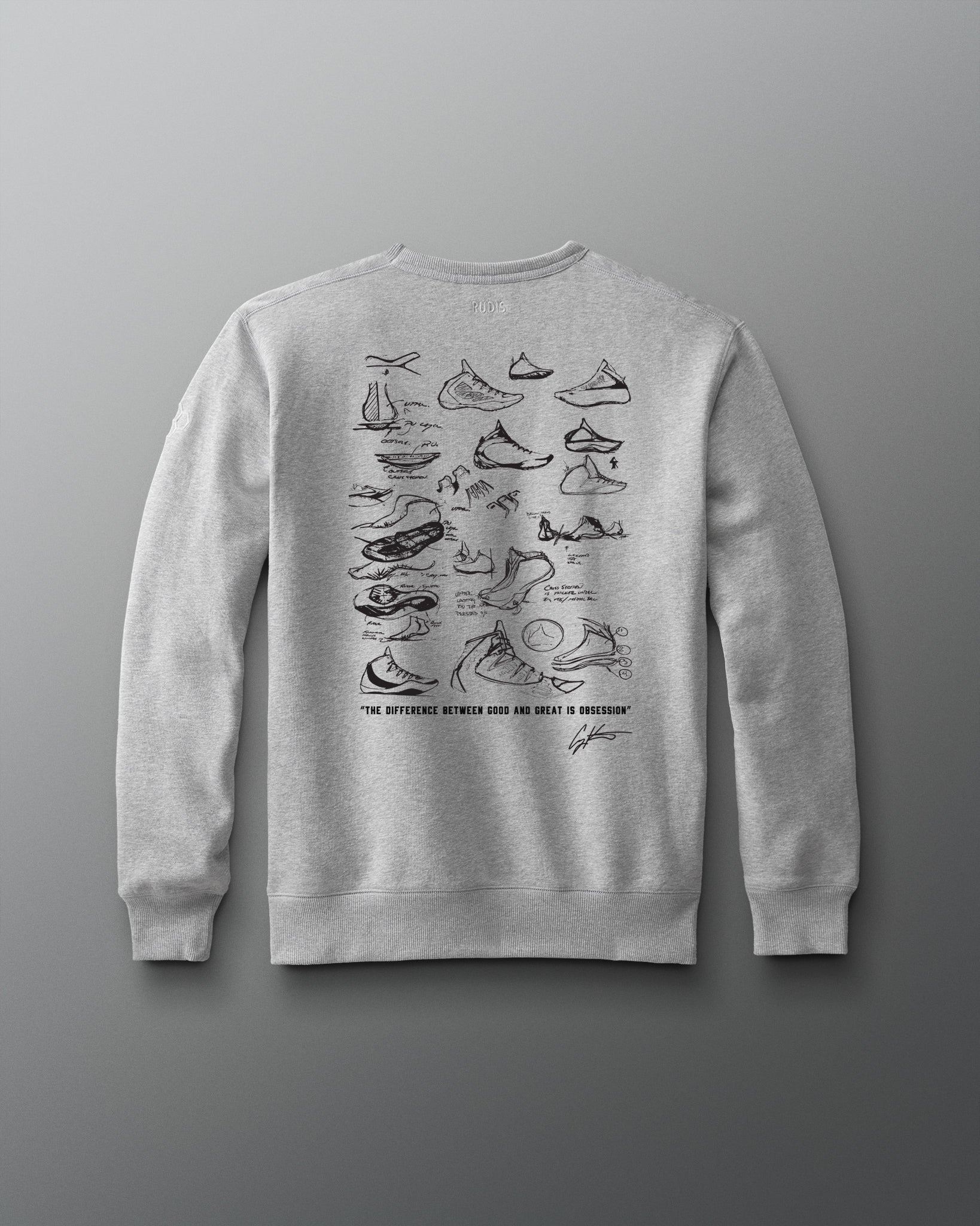 Gray sweatshirt with Wrestling shoe illustrations on a gray background