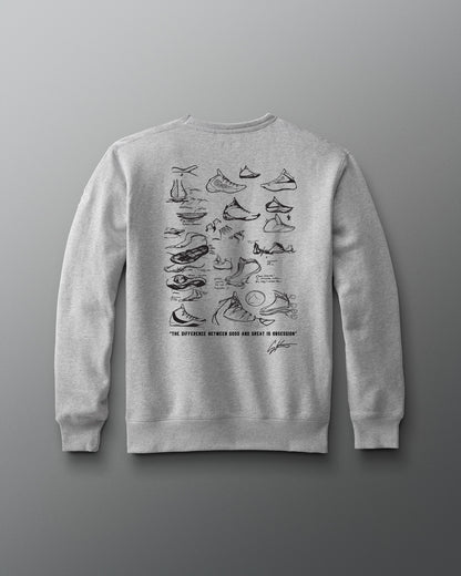Gray sweatshirt with Wrestling shoe illustrations on a gray background
