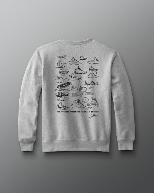 Gray sweatshirt with Wrestling shoe illustrations on a gray background