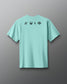 Light blue t-shirt with black icons on the back against a gray background