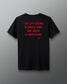 Black t-shirt with red 'The difference between good and great is obsession' text on a gray background